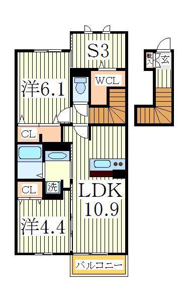 ブリアールI(2SLDK/2階)の間取り写真