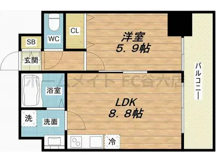 S-FORT福島LALUNA(1LDK/5階)の間取り写真