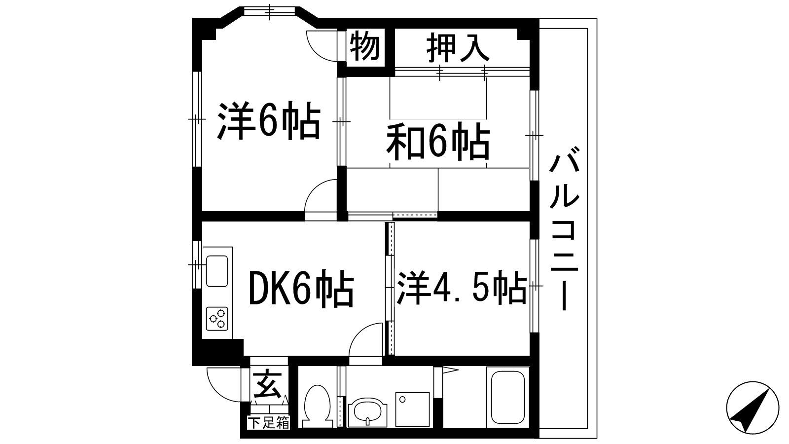 マナスハイツ(3DK/2階)の間取り写真