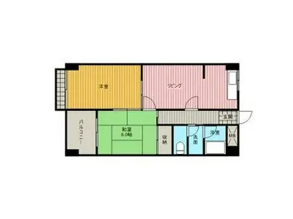 アリス一つ山(2LDK/3階)の間取り写真