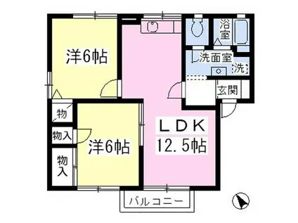 クレール音羽(2LDK/1階)の間取り写真