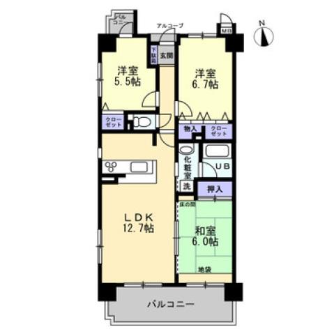ダイアパレス太田第5(3LDK/11階)の間取り写真