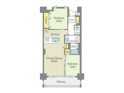 白壁リンクス(2LDK/5階)の間取り写真