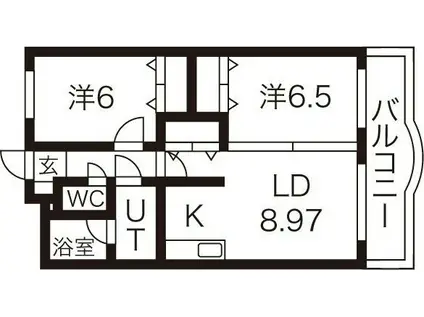 ライプン(2LDK/4階)の間取り写真