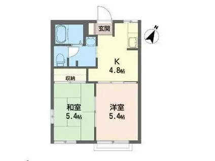 ハイツイースト(2K/2階)の間取り写真