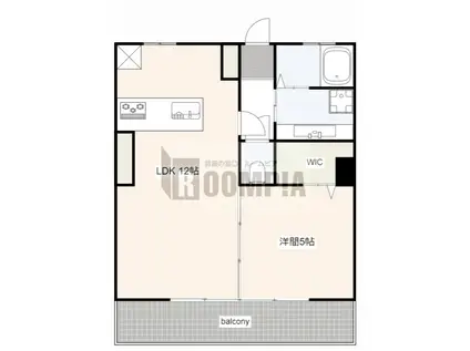 ハイリビングK(1LDK/3階)の間取り写真