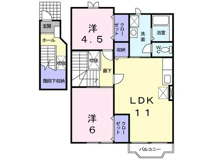 バードタイニー(2LDK/2階)の間取り写真