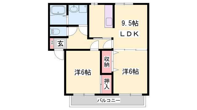 サンハイツ(2LDK/2階)の間取り写真
