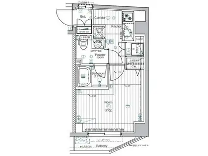 PREMIUM CUBE文京江戸川橋MO(1K/1階)の間取り写真