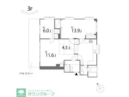 エクセルK(2LDK/3階)の間取り写真