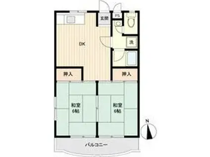 レジデンス光和102棟(2DK/1階)の間取り写真