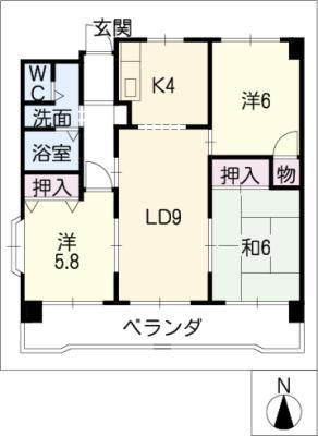 エラン平針(3LDK/7階)の間取り写真