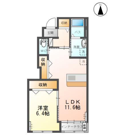 シャイン ヴィレッジ 大木戸 B(1LDK/1階)の間取り写真