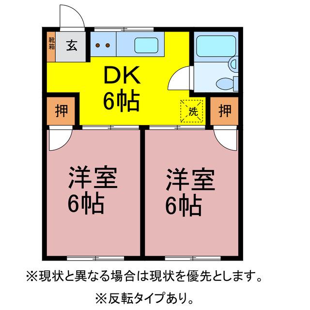 アーバンハイツ(2DK/2階)の間取り写真