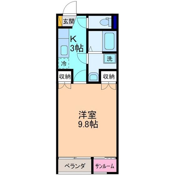 ドゥウェル婦中(1K/1階)の間取り写真