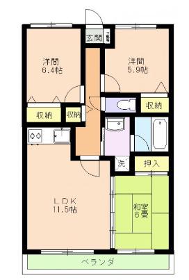 パストラールハイム(3LDK/2階)の間取り写真