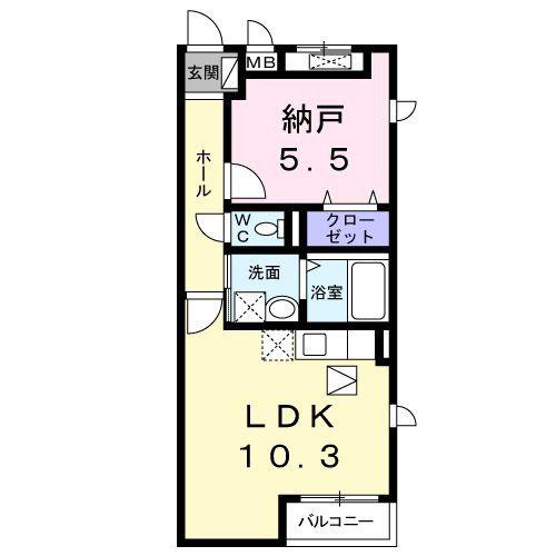 サンフラット布忍(1LDK/1階)の間取り写真