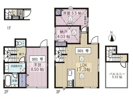 メゾン・ドヌール東麻布(2SLDK/1階)の間取り写真