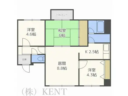 フェリス西野(3LDK/3階)の間取り写真