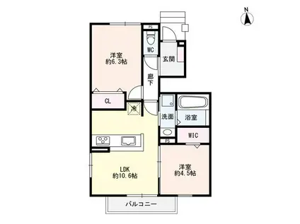 ヴェルドミールK(2LDK/1階)の間取り写真