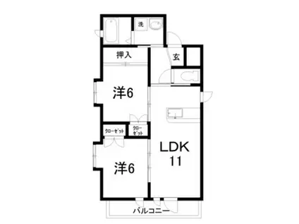 クレアフジモト(2LDK/5階)の間取り写真