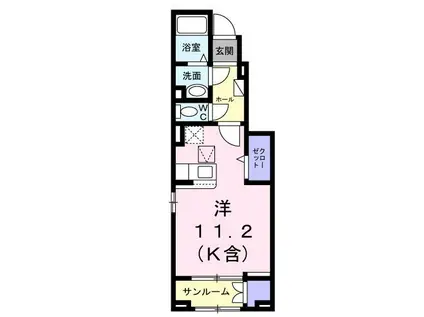 フェリスタ国立(ワンルーム/1階)の間取り写真