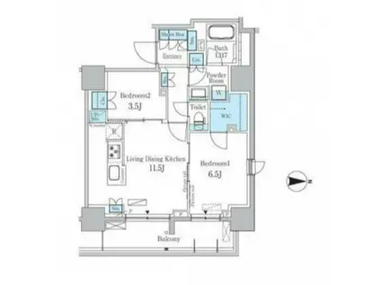 パークアクシス蔵前(2LDK/11階)の間取り写真