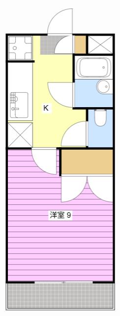 オズハウス1(1K/2階)の間取り写真