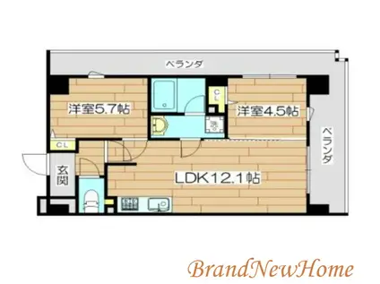プレステージ12番館(2LDK/6階)の間取り写真