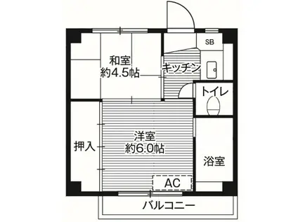 ビレッジハウス岩沼1号棟(2K/1階)の間取り写真