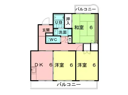 杉山パレス(3DK/4階)の間取り写真