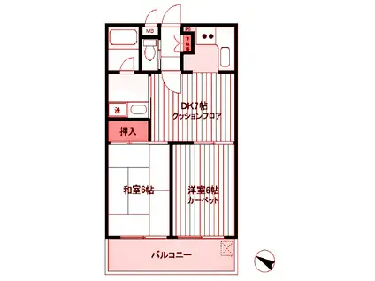 グローリア初穂大和(2DK/3階)の間取り写真
