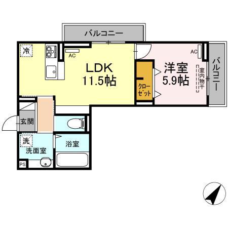 ヒーローキングダム(1LDK/3階)の間取り写真