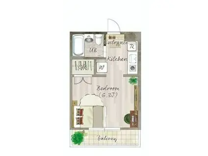 シーズンコート野並(1K/2階)の間取り写真