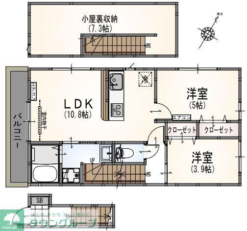 サンライズ国立II(2SLDK/2階)の間取り写真