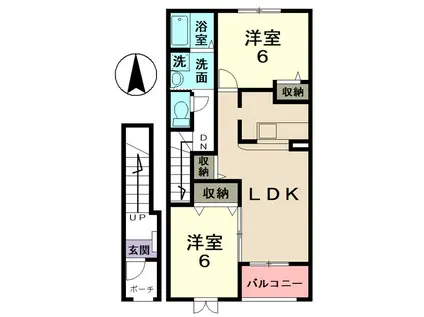 ＪＲ太多線 根本駅 徒歩17分 2階建 築20年(2LDK/2階)の間取り写真