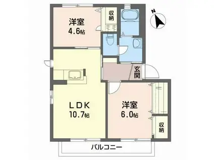 レイハウスB(2LDK/1階)の間取り写真