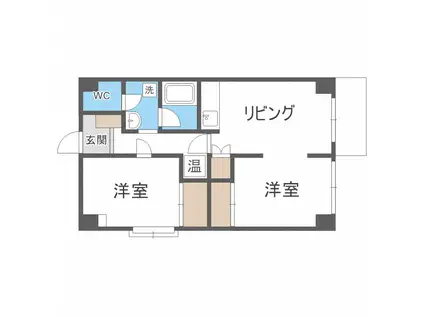 ニューハイム札幌(2DK/2階)の間取り写真