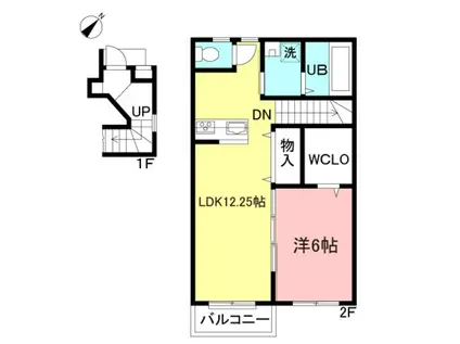 ゴーシュの丘(1LDK/1階)の間取り写真
