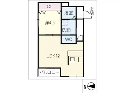 MAJESTIC松阪2ND(1LDK/2階)の間取り写真