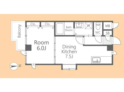 第二ウィスタリアマンション(1DK/1階)の間取り写真