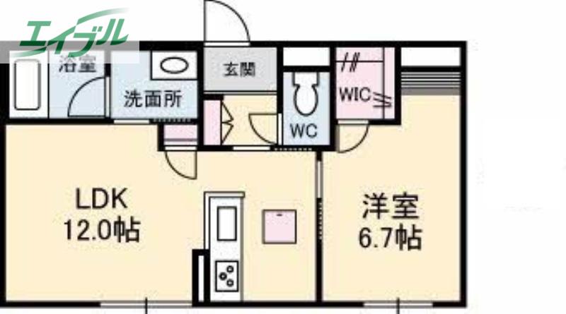 グレースヴィラ西崎(1LDK/1階)の間取り写真