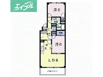 エクセル原尾島(2LDK/1階)の間取り写真