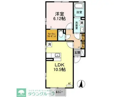 ウエストハウス(1LDK/2階)の間取り写真