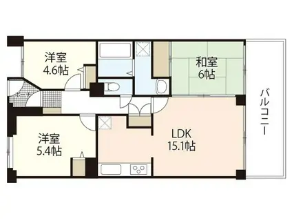 スカイプラザ横川(3LDK/15階)の間取り写真