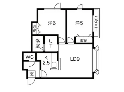 カーネガット(2LDK/3階)の間取り写真