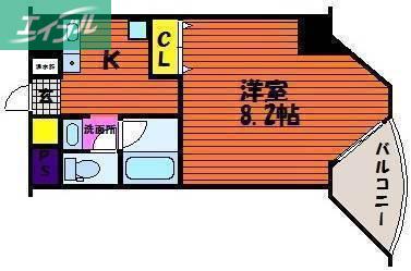 ルシェール(1K/4階)の間取り写真