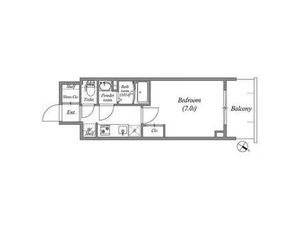 GENOVIA神戸湊川公園(1K/9階)の間取り写真