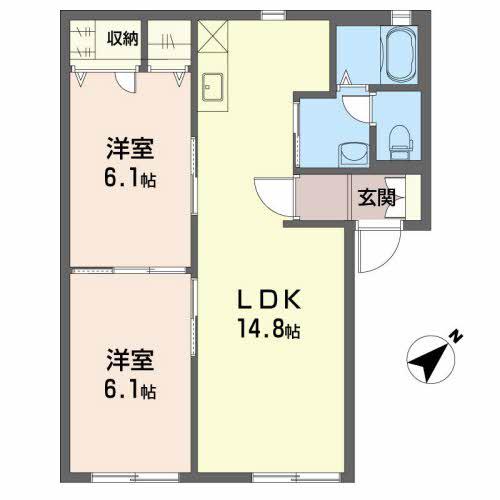 シンシア向山(2LDK/1階)の間取り写真