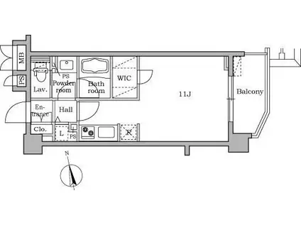 レジディア大井町Ⅱ(ワンルーム/9階)の間取り写真